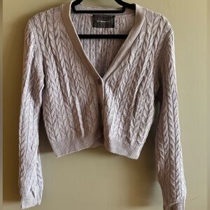 Reformation Cable-Knit Linen Cropped Cardigan